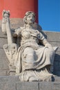 Allegorical sculpture of the Volga river1809-1813 at the bottom of the southern Rostral column close up. St. Petersburg