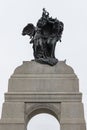 The allegorical statues symbolizing peace and liberty at National War Memorial in downtown Ottawa, Canada