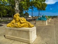 Allegories statues by Le Corum cultural centre in Montpellier, France