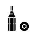 allen wrench screwdriver bit glyph icon vector illustration