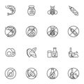 Allergen food line icons set Royalty Free Stock Photo