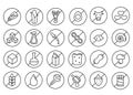 Allergen free icons set. Warning ingredient label icons. Outline styled icons. Food Icons. Vector illustration. Editable Royalty Free Stock Photo