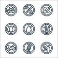 Allergen free products line icons. linear set. quality vector line set such as peanut, genome, citrus, corn, fat free, flower, Royalty Free Stock Photo