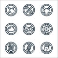 Allergen free products line icons. linear set. quality vector line set such as salt free, genome, corn, antibacterial, citrus, Royalty Free Stock Photo