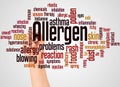 Allergen word cloud and hand with marker concept Royalty Free Stock Photo