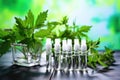 allergenic plant samples with a syringe in the backdrop