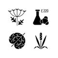 Allergens black glyph icons set on white space