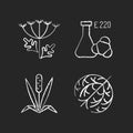 Allergens chalk white icons set on black background