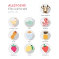 Allergens flat icons set Royalty Free Stock Photo