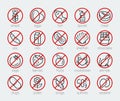 Allergens icon set in outline style Royalty Free Stock Photo