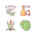 Allergens RGB color icons set