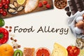 Set of allergic food with black text