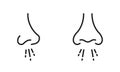 Allergic Respiratory Sickness. Runny Nose Blowing Line Icons Set. Allergy Nose Infection Outline Symbol Collection