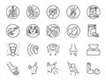 Allergies icon set. Included the icons as allergic diseases, dust allergy, food allergy, rhinitis, sinus Infection, asthma and mor