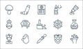 Allergies line icons. linear set. quality vector line set such as cyanosis, eye dropper, headache, strawberry, peanut, pollen,