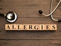 Allergies, text words typography written with wooden letter, health and medical Royalty Free Stock Photo