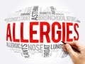 Allergies word cloud collage, health concept