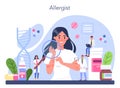 Allergist concept. Disease with allergy symptom, medical allergology