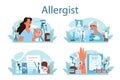 Allergist concept set. Disease with allergy symptom, medical allergology