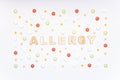 Allergy. Allergens, antihistamine pills, seasonal allergies. Minimal flat lay. Royalty Free Stock Photo