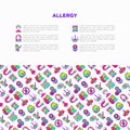 Allergy concept with thin line icons