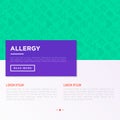 Allergy concept with thin line icons: runny nose, dust, streaming eyes, lactose intolerance, citrus, seafood, dust mite, mold,