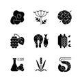 Allergy danger black glyph icons set on white space