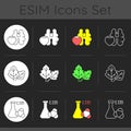 Allergy danger dark theme icons set