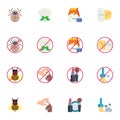 Allergy elements collection, flat icons set Royalty Free Stock Photo