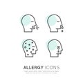 Allergy, Food and Domestic Pet Intolerance, Skin Reaction, Eye and Nose Disease, Web Icons Isolated Collection