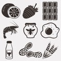 Allergy food icons set