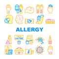 Allergy Health Problem Collection Icons Set Vector