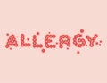 Allergy lettering. Pimple lettersTypography. Acnea whelk typography Vector illustration