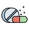 Allergy pills icon color outline vector