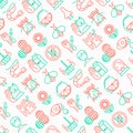 Allergy seamless pattern with thin line icons