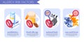 Allergy symptoms banners set with food allergy symbols isometric isolated illustration Royalty Free Stock Photo