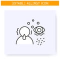 Allergy symptoms line icon. Editable
