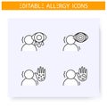 Allergy symptoms line icons set. Editable