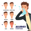 Allergy symptoms vector illustration - cartoon medical infographic