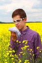 Teenager suffering from pollen allergy Royalty Free Stock Photo