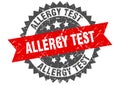 Allergy test stamp. grunge round sign with ribbon