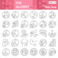 Allergy thin line icon set, Allergen symbols collection or sketches. Allergies linear style signs for web and app