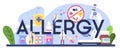 Allergy typographic header. Disease with allergy symptom,