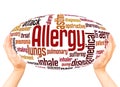 Allergy word cloud hand sphere concept Royalty Free Stock Photo
