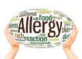 Allergy word cloud hand sphere concept Royalty Free Stock Photo