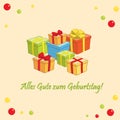 Alles gute zum Geburtstag - vector greeting card with gifts