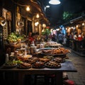 Amidst a quaint street food alley in a coastal town