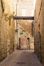 An alley in an ancient old city Acre, Israel. Royalty Free Stock Photo