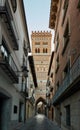 Alley with an Arab tower surrounded by houses