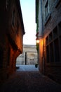 Alley in Carcassone , France, sunset view